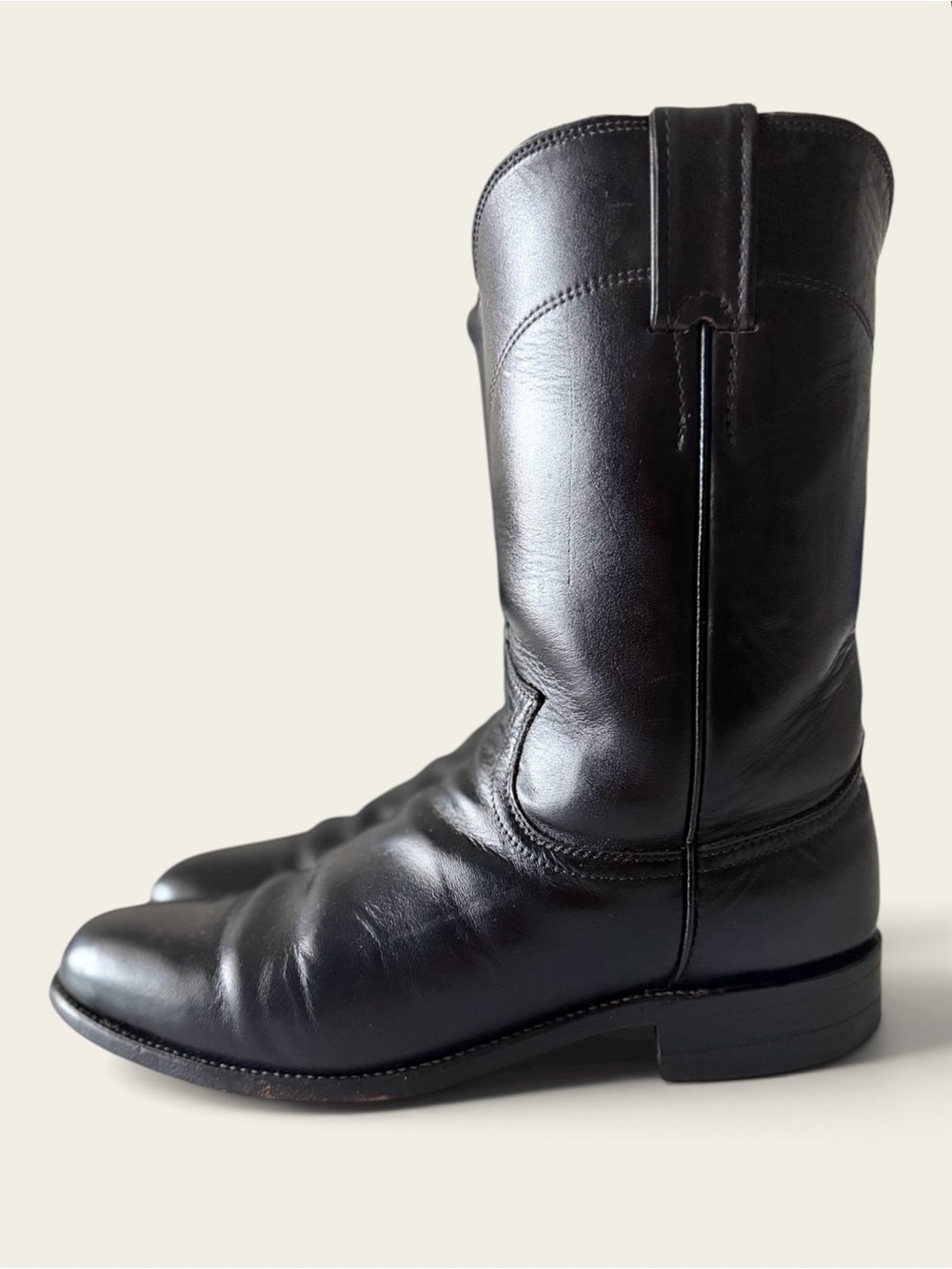 Justin Boots Black Leather Women's Western Heeled Boots